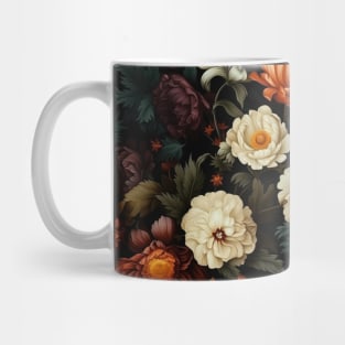 Dutch Nocturne: Luminous Floral Pastoral on Black Canvas Mug